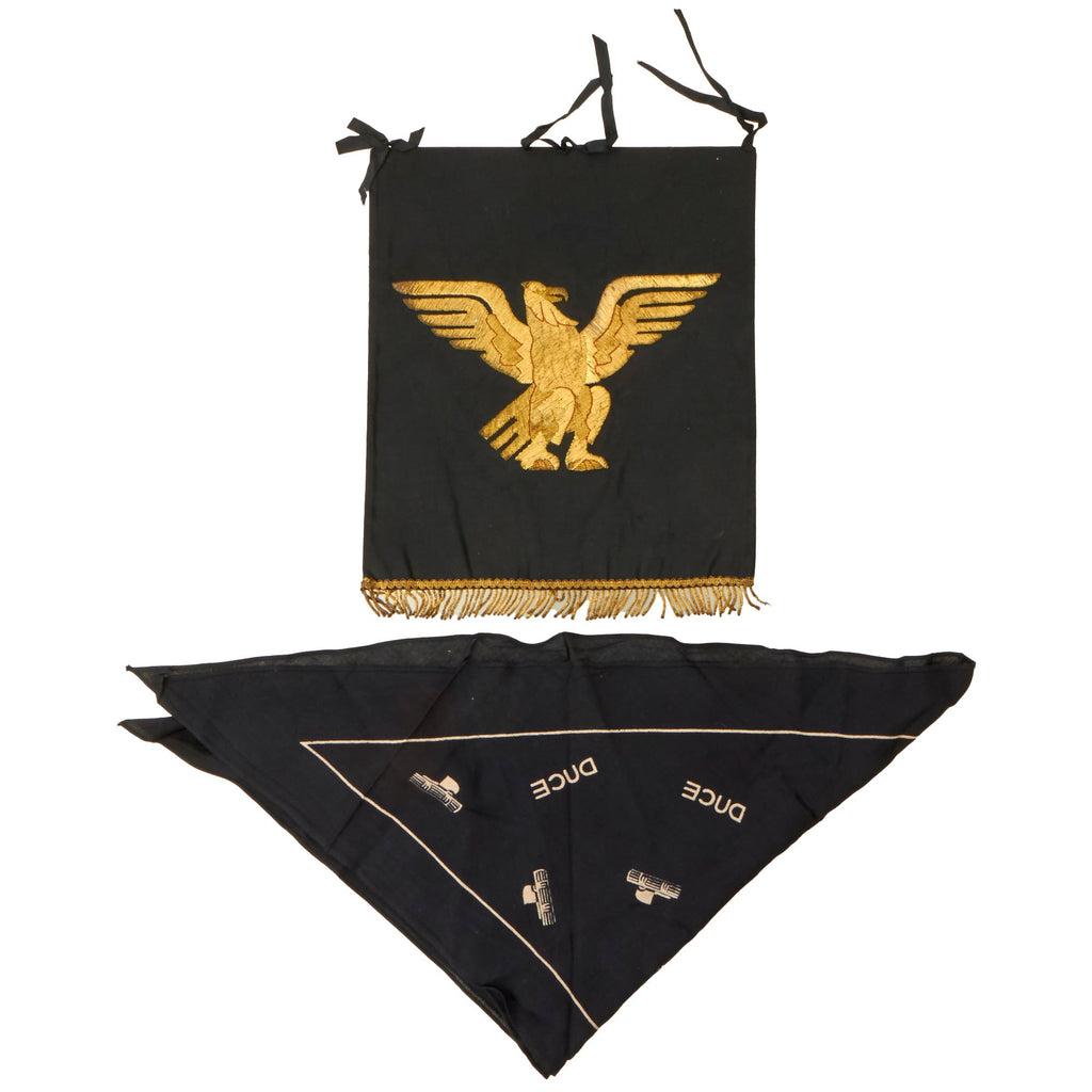 Original Italian WWII Fascist Trumpet Banner with Gold Bullion Embroidered Eagle & Fringe & DUCE Propaganda Handkerchief New Made Items