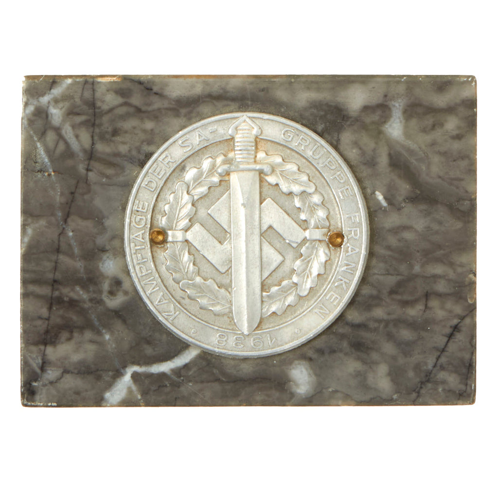Original German WWII SA Gruppe Franken 1938 Sports Competition Marble Paperweight Original Items