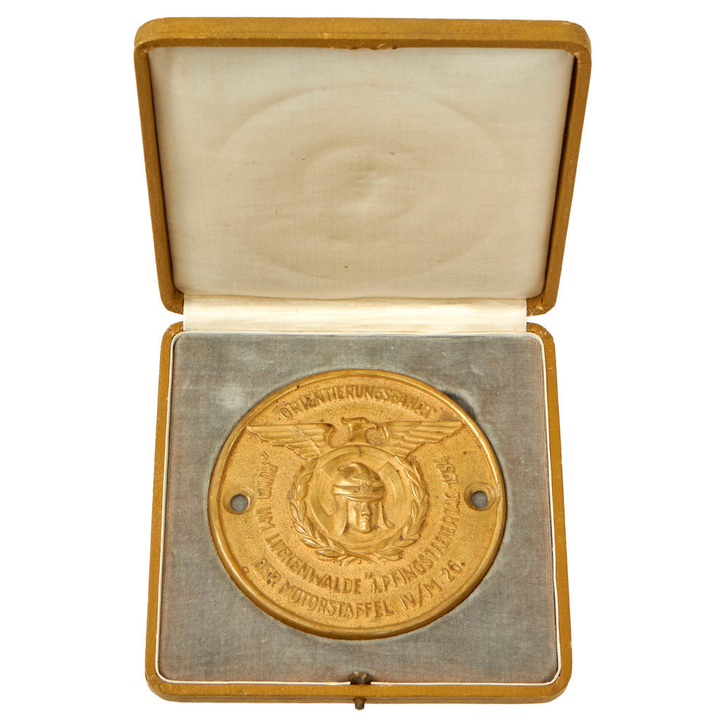 Original German WWII NSKK Orientation Trip of Motor Squadron IV/M 26 Table Medal in Presentation Case - dated 1934 Original Items
