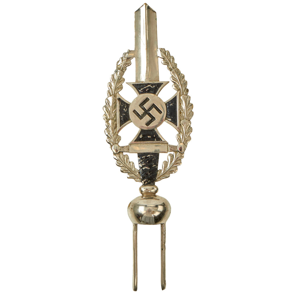 Original German WWII State War Victim's Care Nickel-Plated Brass Flag Pole Finial Original Items