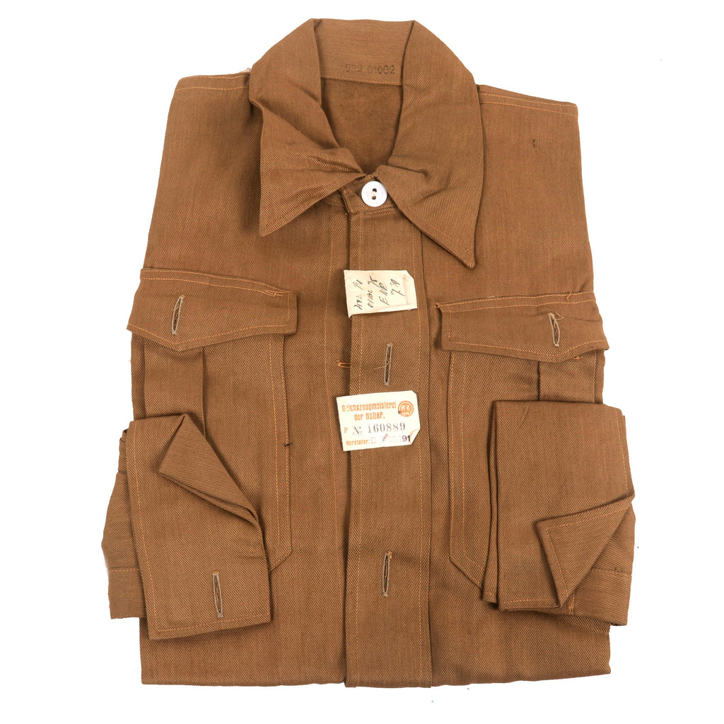 Original German WWII Unissued Political Pullover Brown Shirt Tunic with RZM Tag and Label Original Items