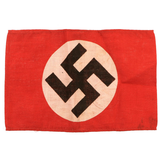 Original German WWII NSDAP Party Late War Printed Cotton Armband with Faded Depot Stamp