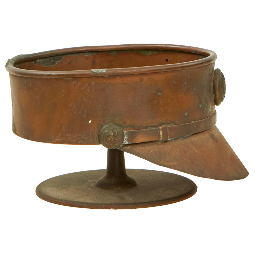 Original U.S. WWI U.S. Naval Reserve Trench Art Brass Artillery Shell Visor Cap Ashtray Original Items