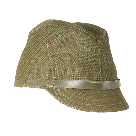 Original Japanese WWII Unissued Army Late Pattern “Papercloth” Forage Cap with Chinstrap - No Star Original Items