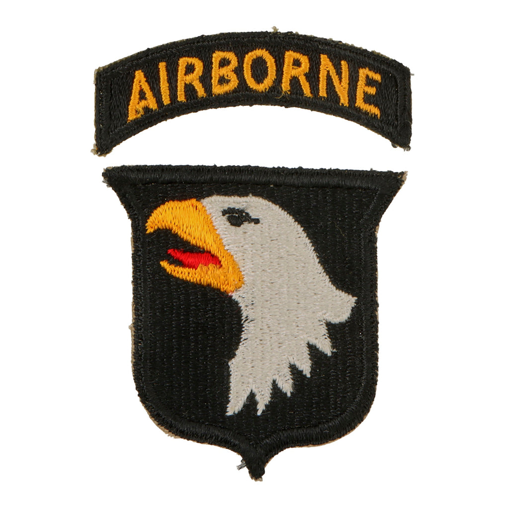 Original U.S. WWII Rare 101st Airborne Division Type 5 Patch with White Back & Detached Rocker Original Items