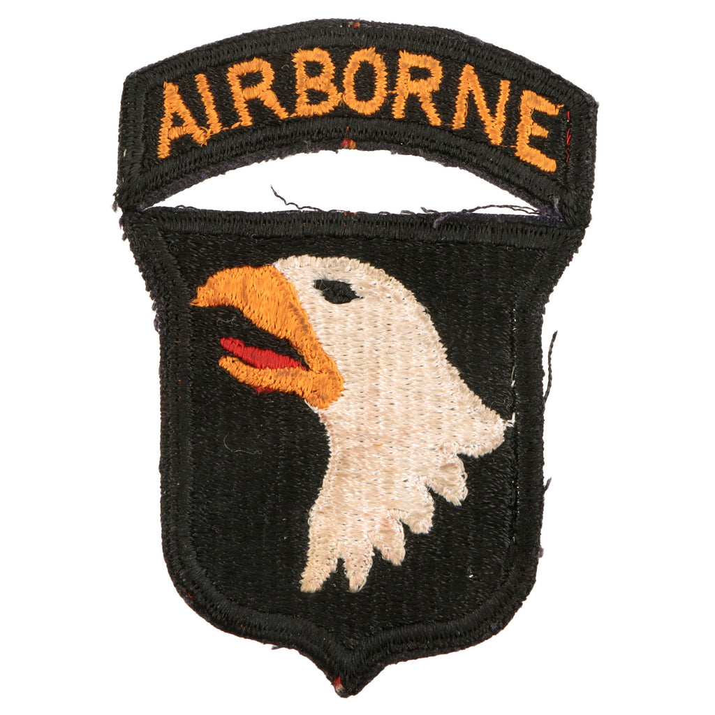 Original U.S. WWII Attributed Type 3 101st Airborne Division Red Tongue Patch with Rocker - Ray Skully 3/506th PIR - Bronze Star Recipient Original Items