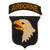 Original U.S. WWII 101st Airborne Division Type 4 Patch with Rocker Attributed to Leon Hill, 506th Parachute Infantry Regiment Original Items