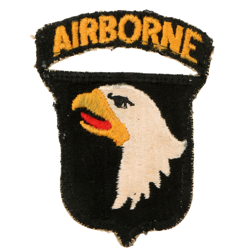 Original U.S. WWII Rare 101st Airborne Division Type 7 Patch with White Back & Integral Rocker Original Items