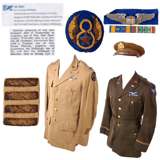 Original U.S. WWII POW Stalag Luft III Uniform Group of Lt. Ira Middaugh, 337th Bomb Squadron, 96th Bomb Group - Shot Down in B-17F “Mary R.” in 1943 Original Items
