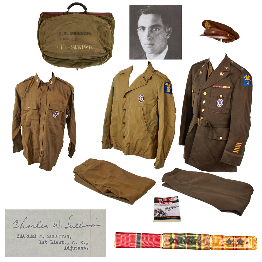 Original U.S. WWII D-Day 1st Engineer Special Brigade Uniform & M41 Jacket Grouping - Bronze Star Recipient Major Charles Waldrop Sullivan Original Items