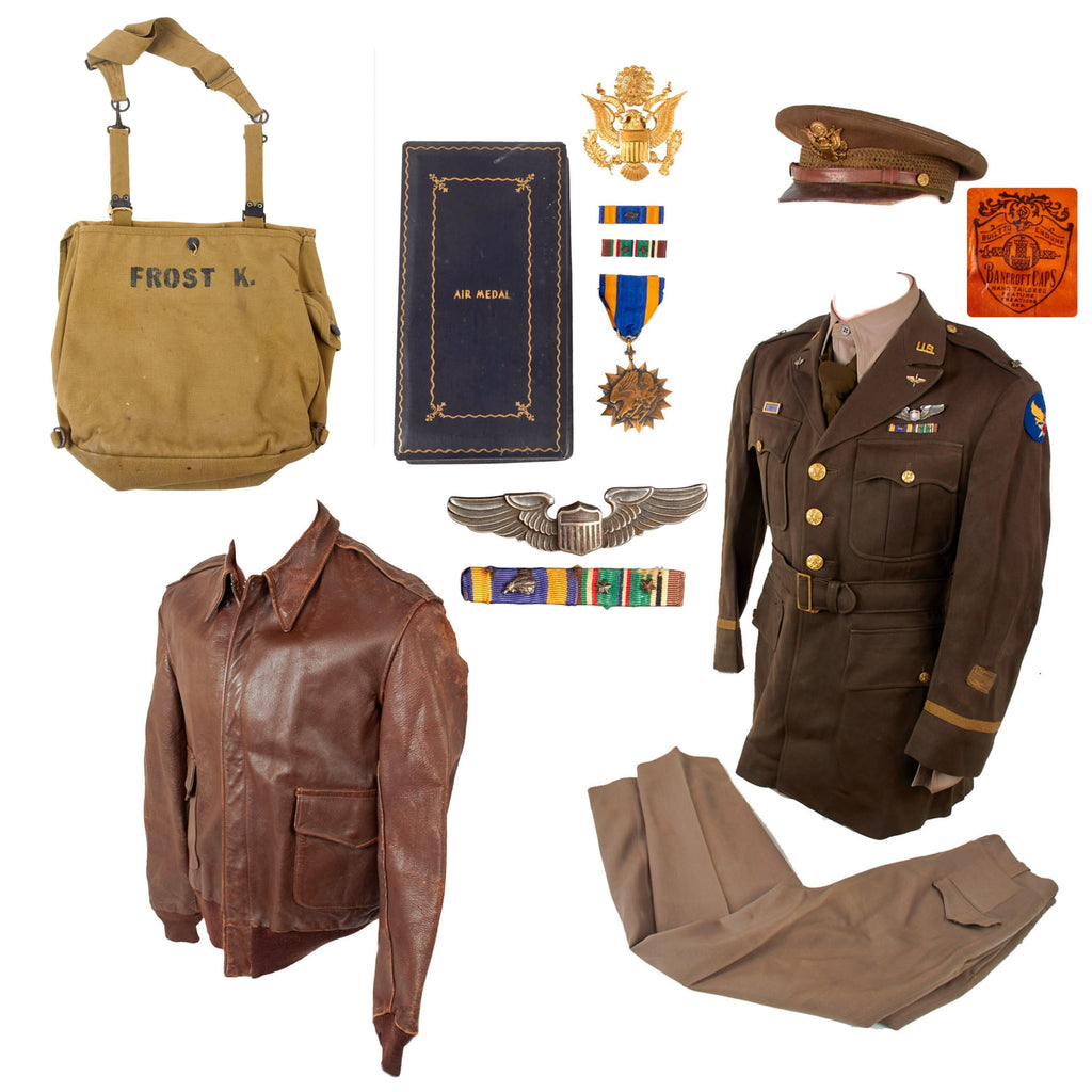 Original U.S. WWII AAF Pilot’s Uniform & A2 Jacket Group - Lt. Keith Irvin Frost, 701st Bomb Squadron, 445th Bomb Group - Original Items