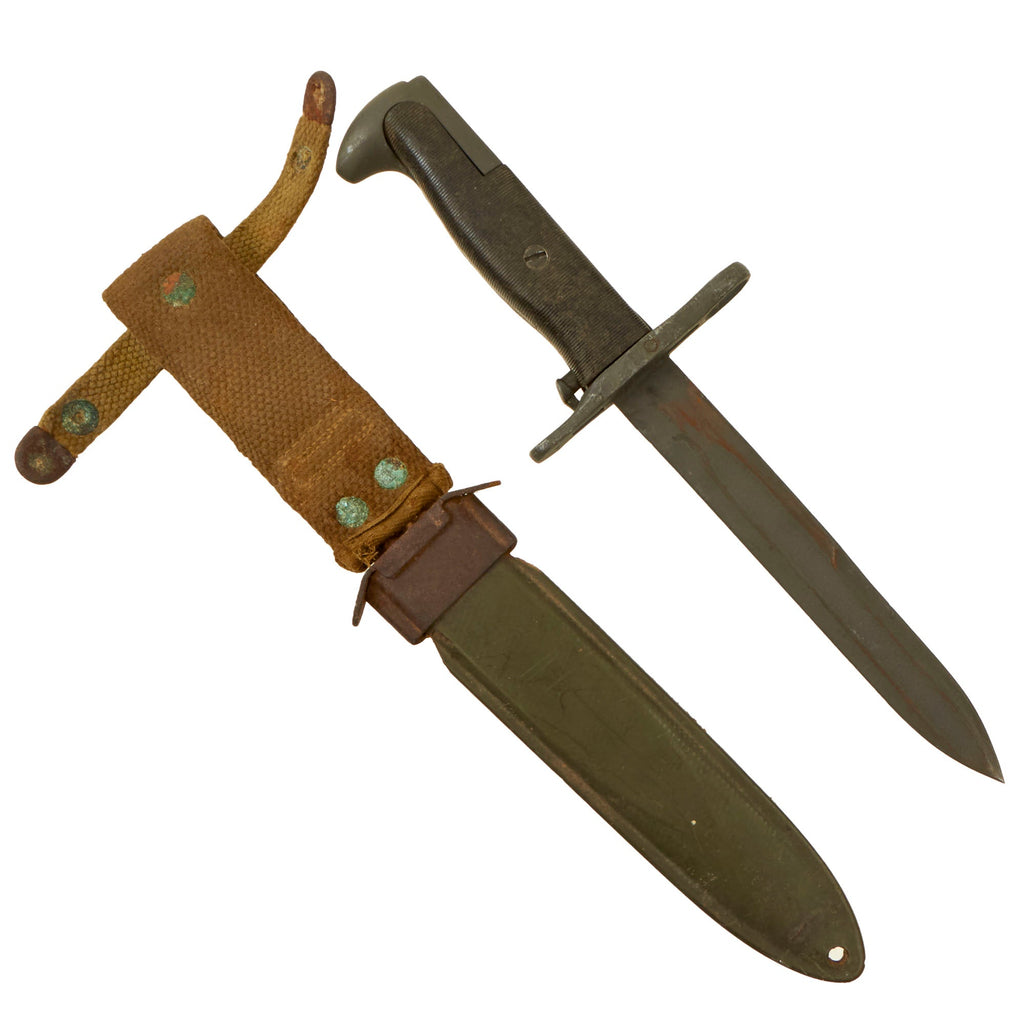 Original U.S. WWII Theater Made M1 Garand Bayonet Fighting Knife With Updated M8 Scabbard by B.M. Co. Original Items