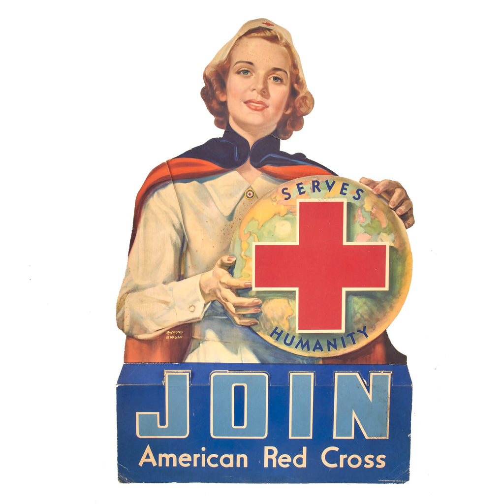 Original U.S. WWII American Red Cross Recruitment Cardboard Cut-Out Display - 14 x 22” Original Items
