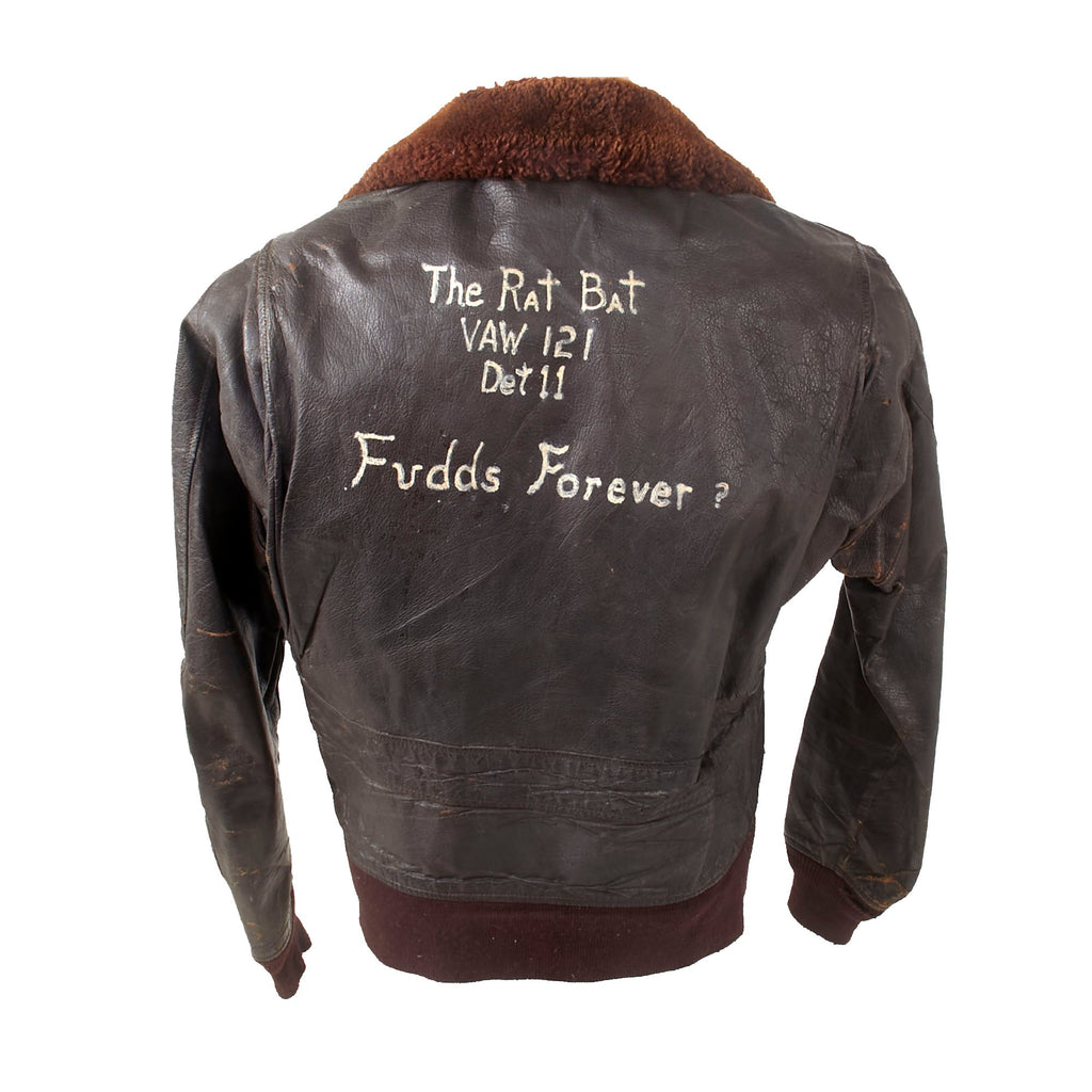 Original U.S. Vietnam War Navy VAW-121 Painted G-1 Flight Jacket of Robert B. Bachman, Detachment 11 - Size 38 Original Items