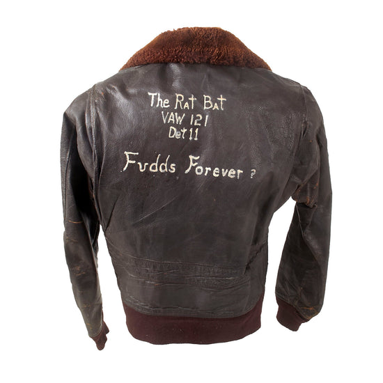 Original U.S. Vietnam War Navy VAW-121 Painted G-1 Flight Jacket of Robert B. Bachman, Detachment 11 - Size 38 Original Items