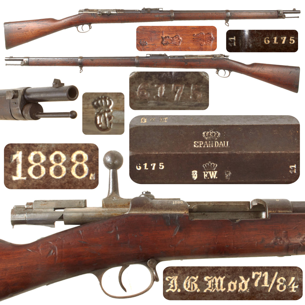 Original Imperial German Mauser Model 1871/84 Magazine Rifle by Spandau Arsenal Dated 1888 with Exceptional Bore - All-Matching Serial No. 6175