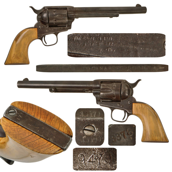 Original U.S. Colt .45cal Single Action Army SAA Revolver Made in 1877 with 7 1/2" Barrel and Ivory Grips - Matching Serial 39470 Original Items