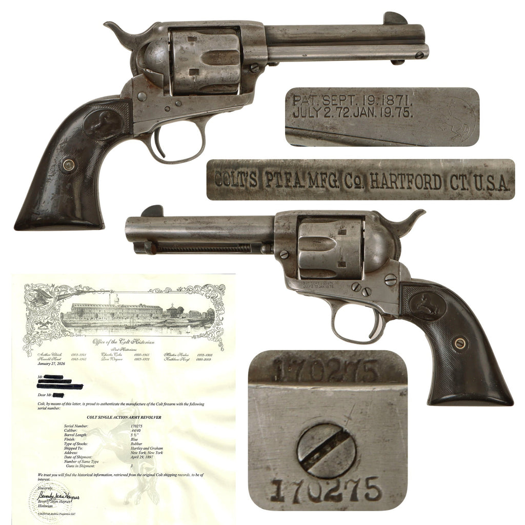 Original U.S. Colt .45cal Converted Single Action Army Revolver Made in 1897 with Excellent 4 3/4" Barrel and Factory Letter - Serial 170275 Original Items