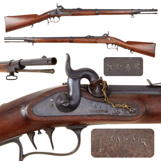 Original Swiss German Made Percussion Short Rifle with Set Trigger by Royal Württemberg Gun Factory Serial 2896 - Dated 1862 Original Items