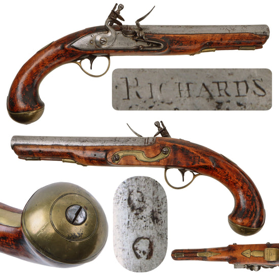 Original British 19th Century Flintlock Holster Pistol by Richards of London - Circa 1810 Original Items