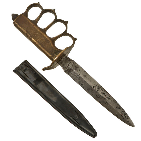Original U.S. WWI Model 1918 Mark I Trench Knife by L. F. & C. with Quality Reproduction Scabbard Original Items