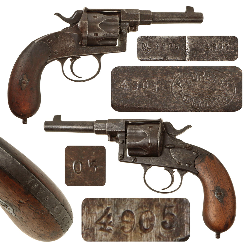 Original Imperial German M1883 Reichsrevolver by Franz von Dreyse with Regiment Markings - Matching Serial 4905 Original Items
