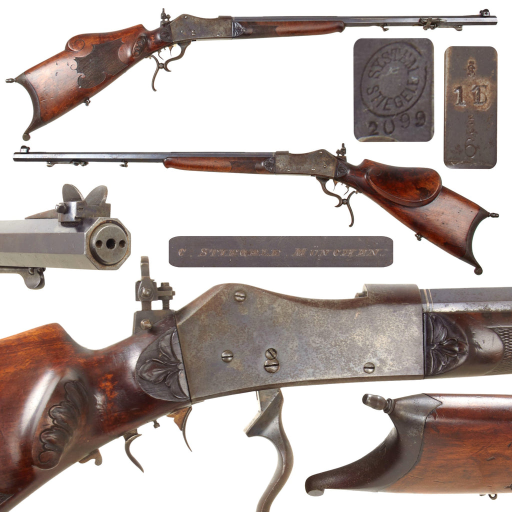 Original German Half Stock Schützen 4.5mm Pellet Target Rifle by C. Stiegele of München with Set Trigger - Circa 1895 Original Items
