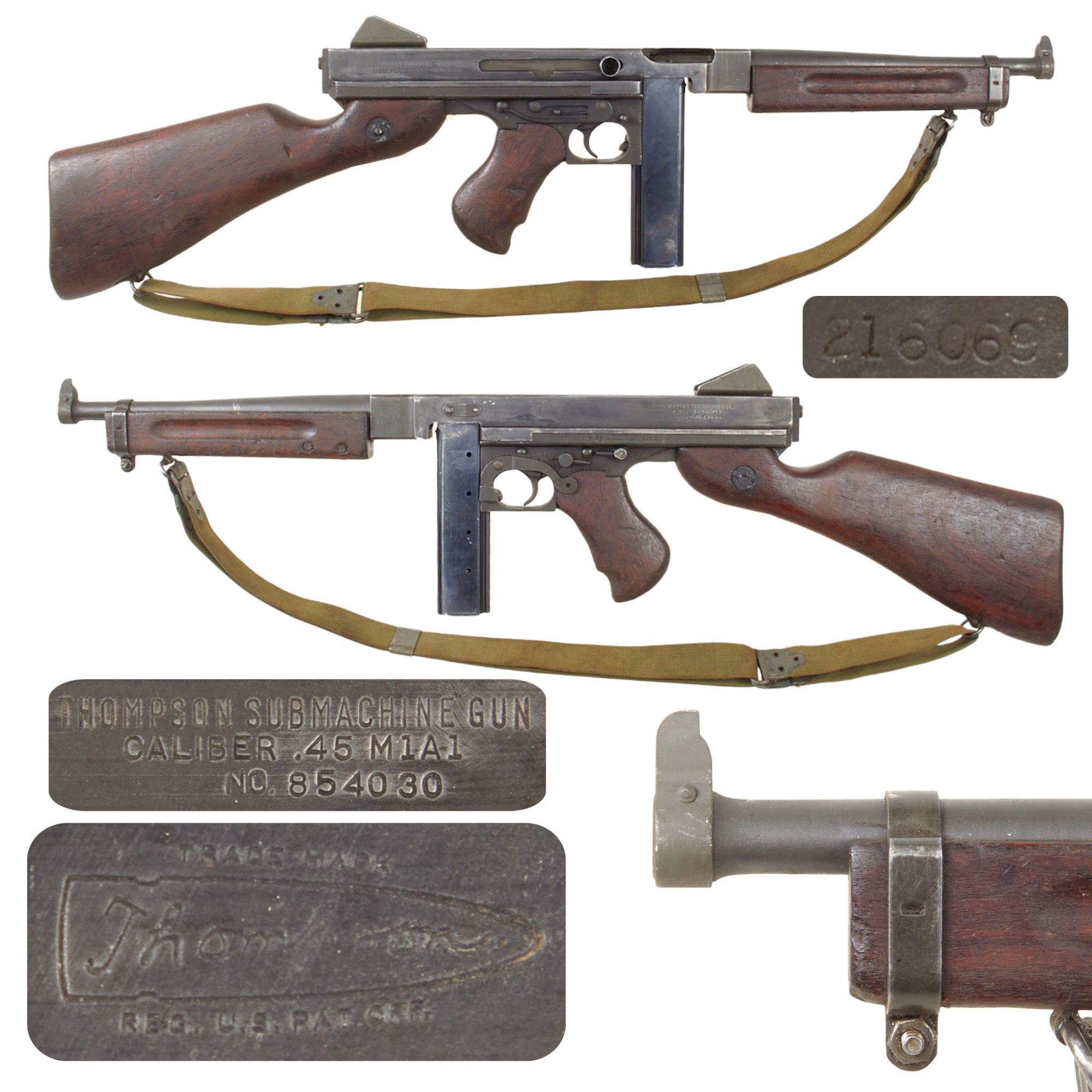 Original U.S. WWII Thompson M1A1 Display Submachine Gun Serial NO