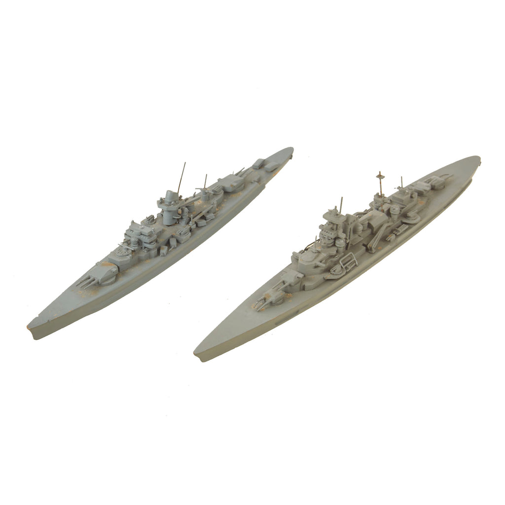Original U.S. WWII Navy Large Scale German Ship Identification Models of Prinz Eugen & Admiral Scheef Model Ships by Comet Metal Products Co. - Two Total
