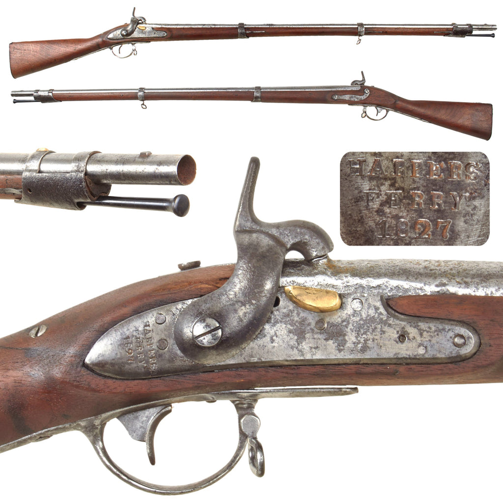 Original U.S. Springfield Model 1822 Cone in Barrel Percussion Converted Musket by Harpers Ferry - Dated 1827 Original Items
