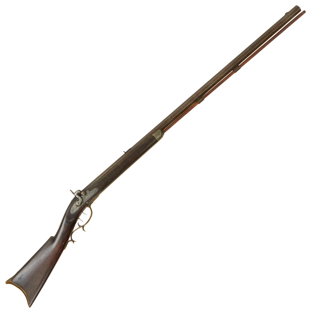 Original U.S. Half Stocked Percussion Hunting Rifle by H.W. White with Trade Lock by Golcher & Set Trigger - circa 1840 Original Items