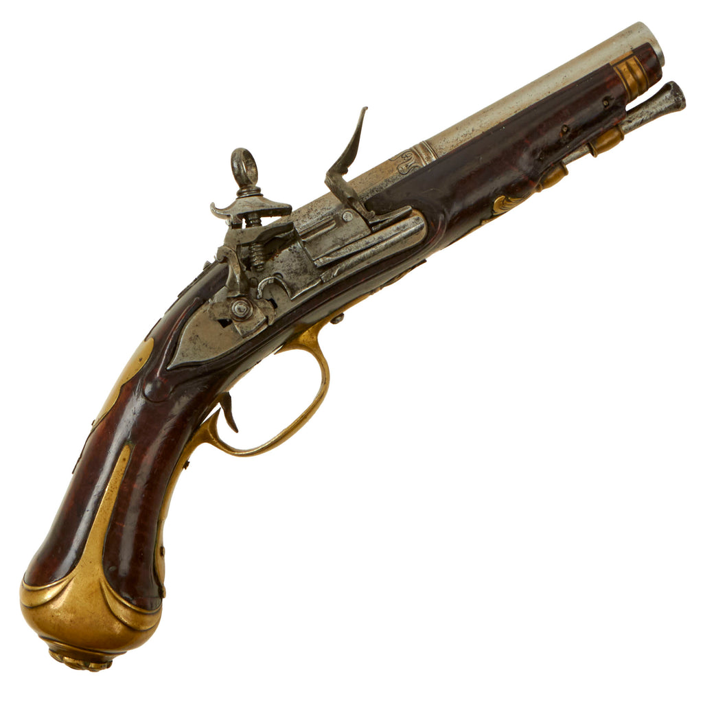 Original Spanish Miquelet Lock Overcoat Pistol with Flame Figured Stock - circa 1800 Original Items