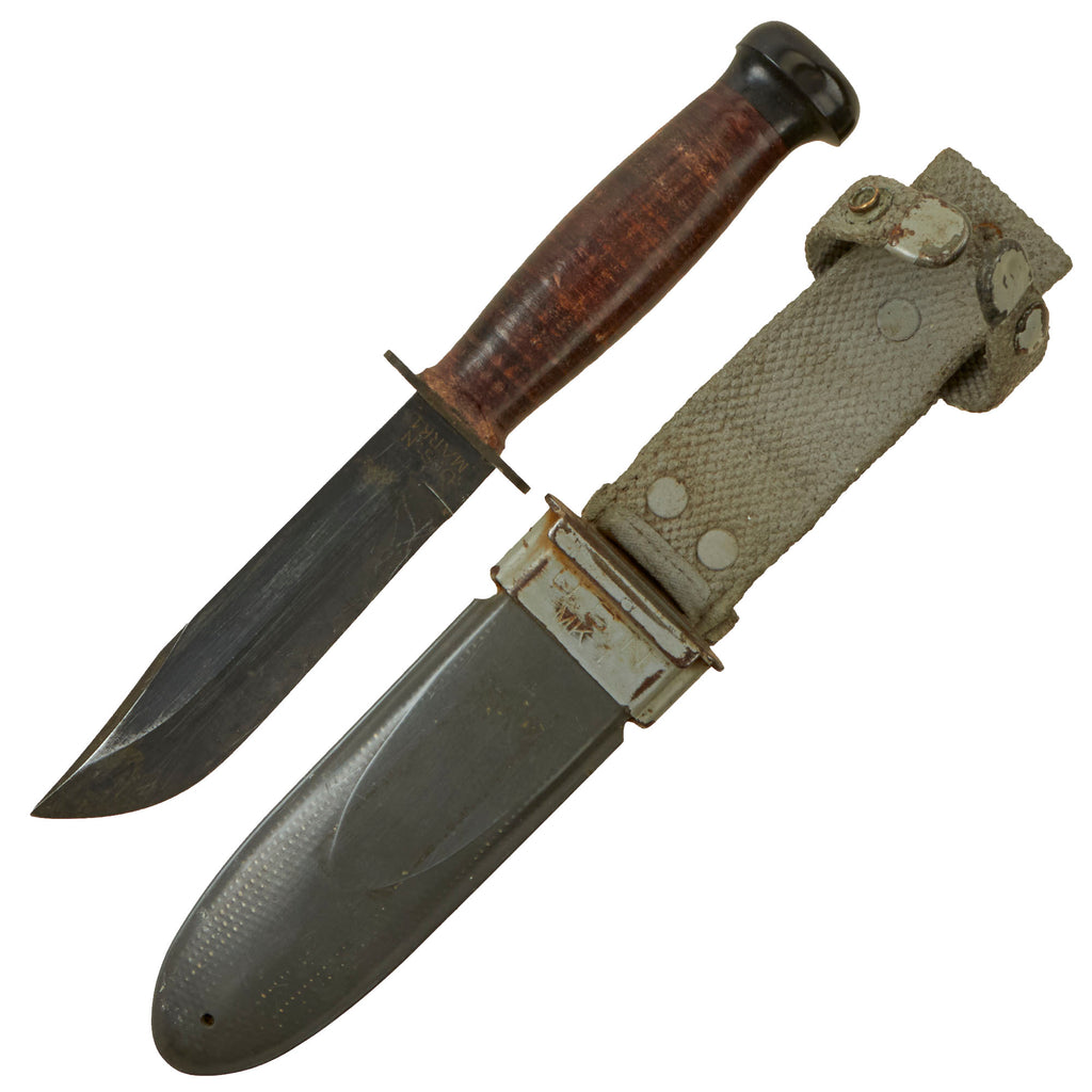 Original U.S. WWII Navy USN Mark 1 Fighting Knife by CAMILLUS with Mk1 Scabbard Original Items