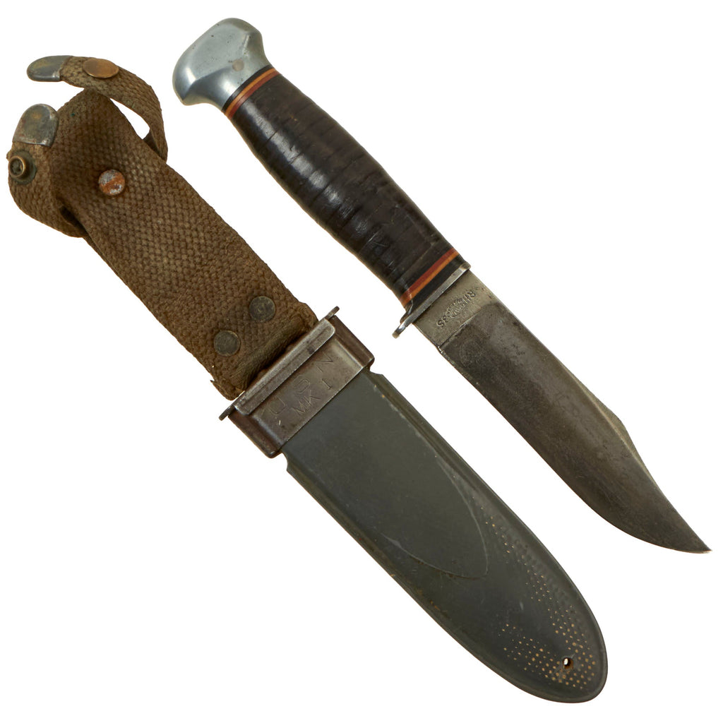 Original Unissued U.S. WWII Navy USN Mark 1 PAL RH-35 Fighting Knife with USN MK1 Scabbard by B.M. Co Original Items