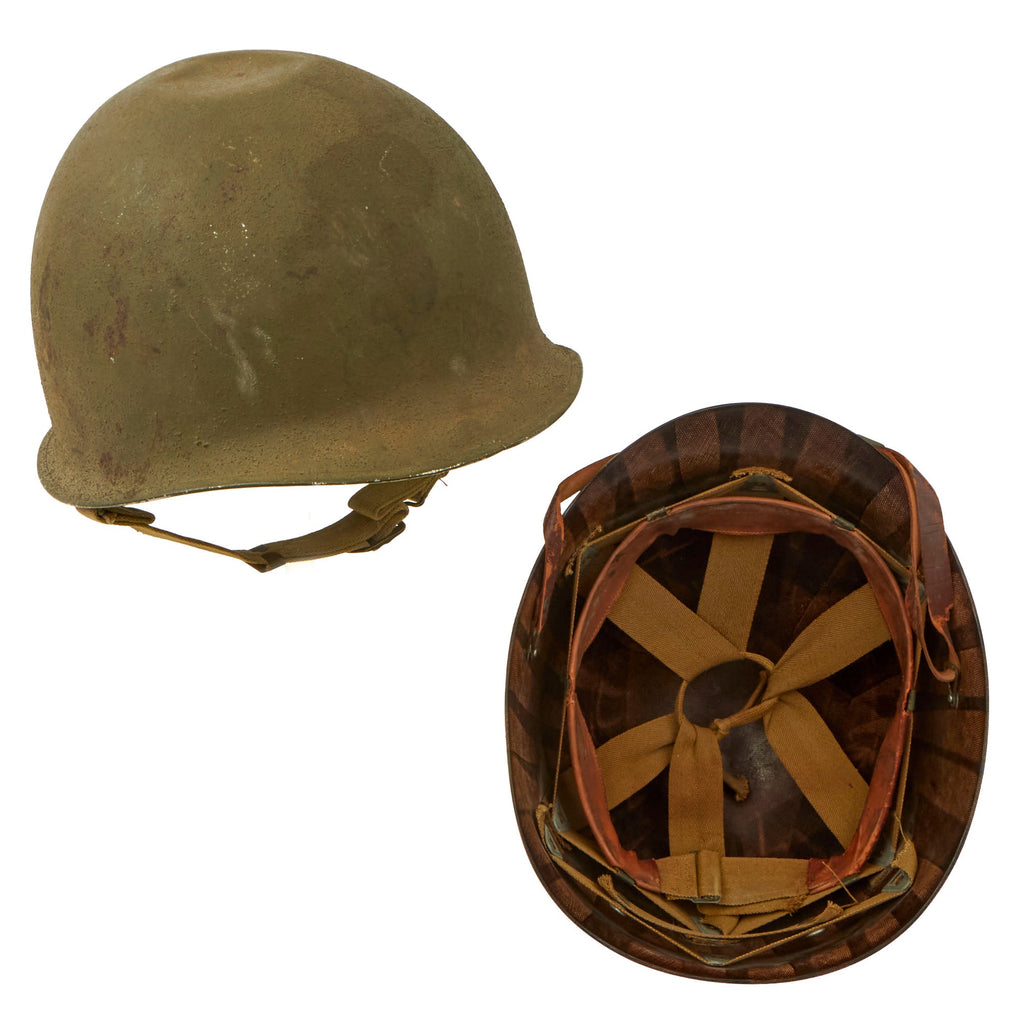Original U.S. WWII 1942 Complete M1 McCord Front Seam Fixed Bale Helmet with Rare Inland Liner Original Items