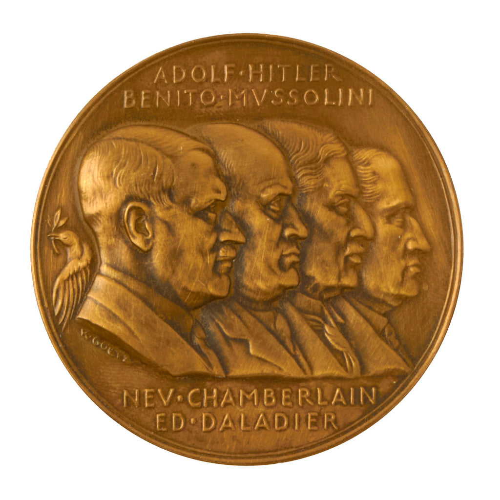 Original German Pre-WWII NSDAP 1938 Munich Agreement Commemorative Propaganda Table Medal Designed by Karl Goetz Original Items