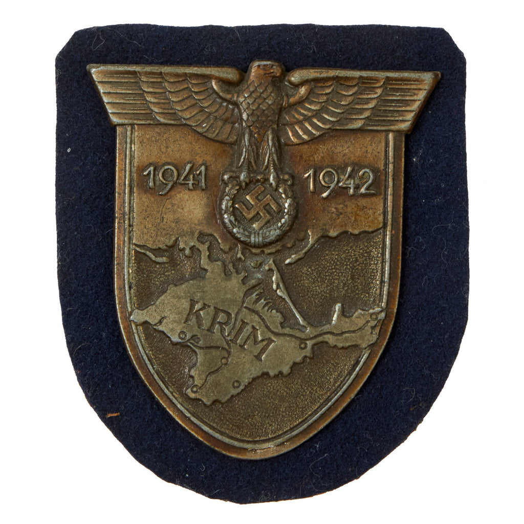 Original German WWII Rare Unissued Kriegsmarine Navy Crimea Krim Shield Decoration with Fabric & Paper Backing - Krimschild Original Items