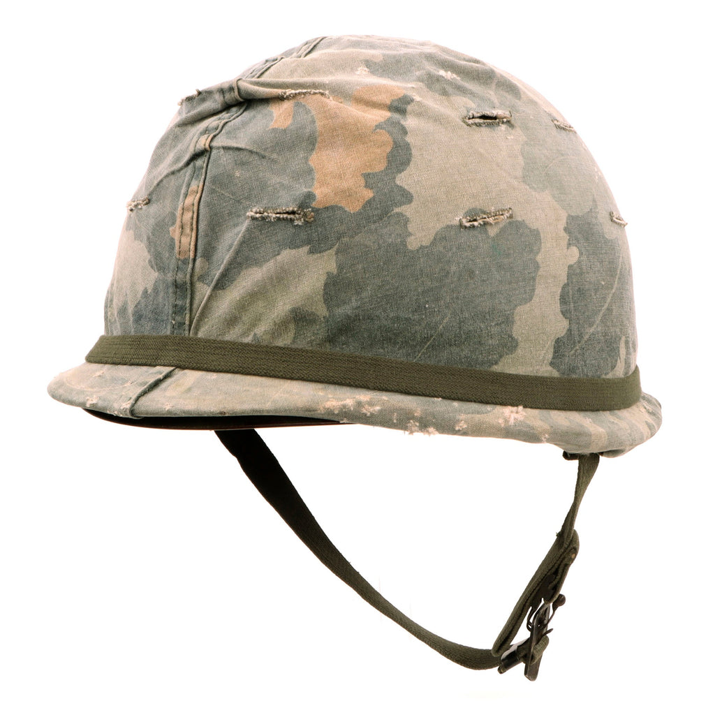 Original U.S. Vietnam War M1 Helmet with 1968 Dated Camouflage Cover and Liner Original Items