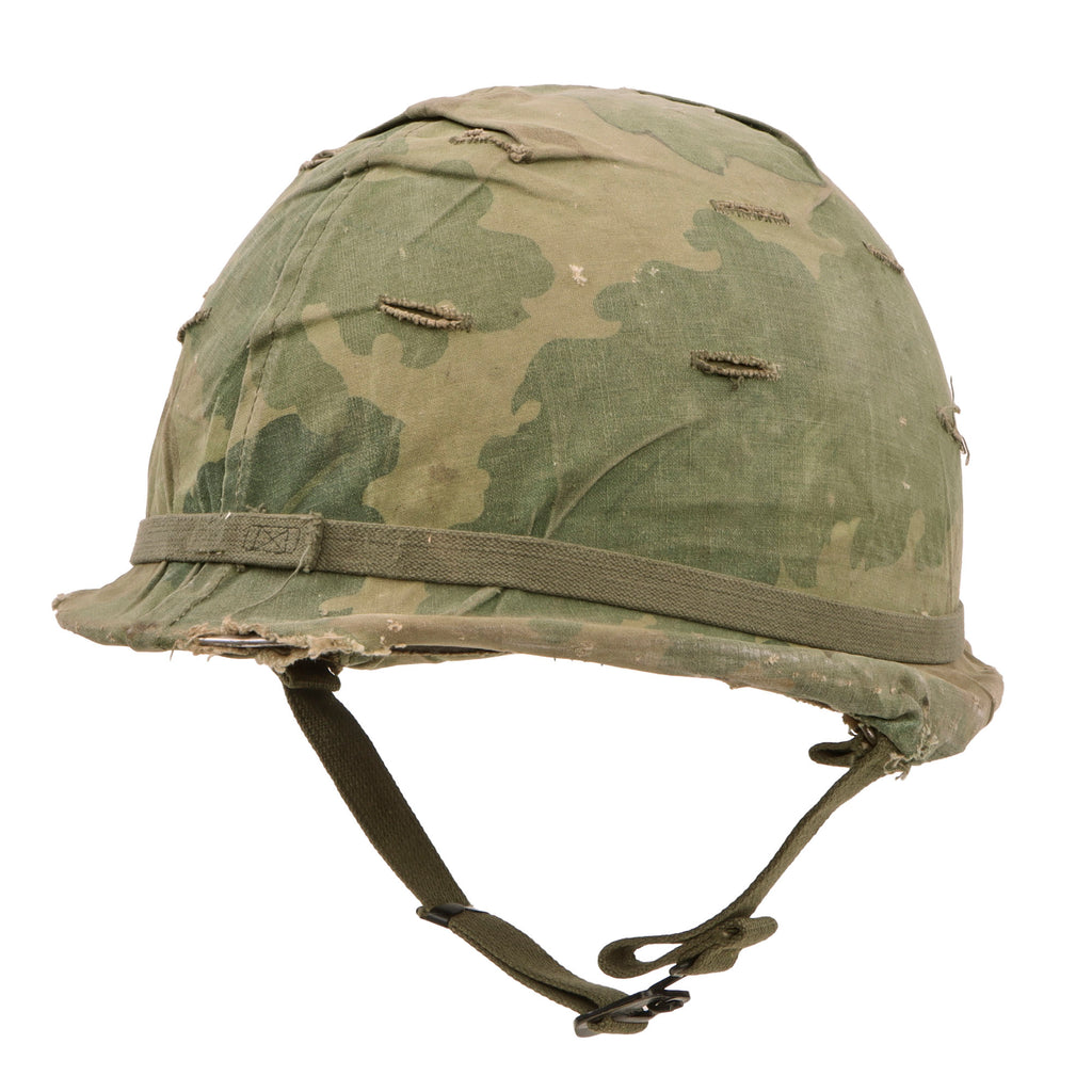 Original U.S. Vietnam War M1 Helmet with Mitchell Pattern Camouflage Cover and P64 Liner
