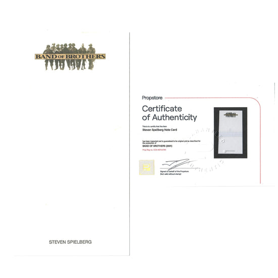 Original U.S. Band of Brothers Steven Spielberg Note Card with Certificate of Authenticity Original Items