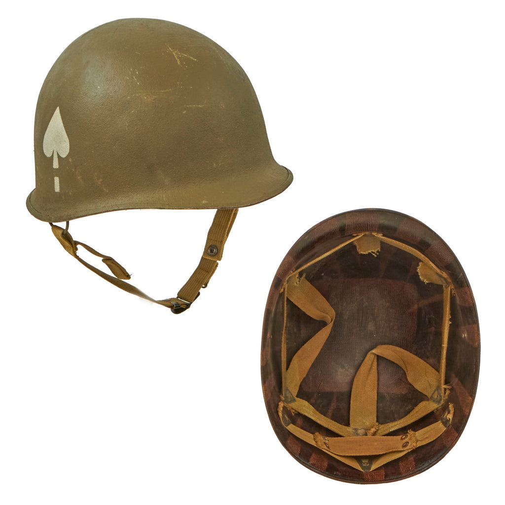Original TV Prop US WWII Band of Brothers 101st Airborne Paratrooper Helmet With Seaman’s Liner - Complete Original Items