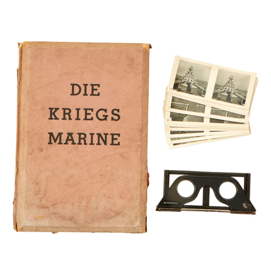 Original German WWII Kriegsmarine Book “Die Kriegs Marine” with Stereoscopic Glasses - Dated 1942 Original Items