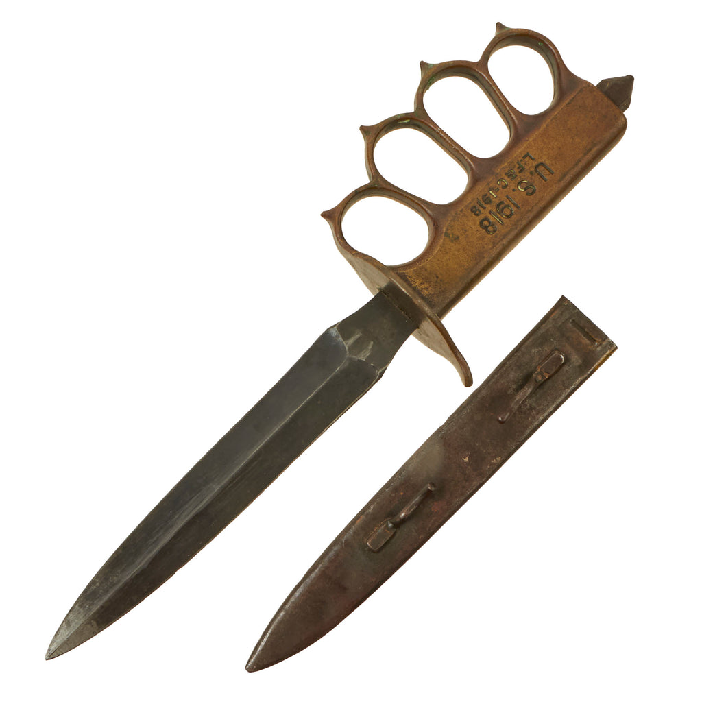 Original U.S. WWI Model 1918 Mark I Trench Knife by L. F. & C. with French “Au Lion” Steel Scabbard Original Items