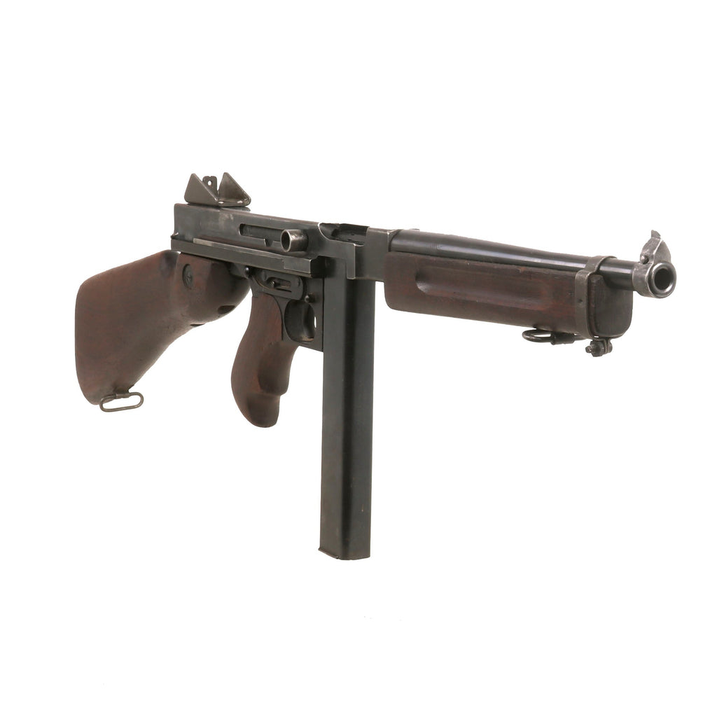 Original U.S. WWII Thompson M1A1 Display Submachine Gun Serial 377058 with Magazine - Original WWII Parts Original Items