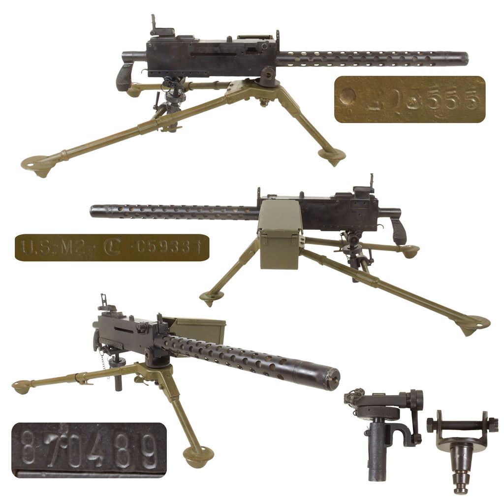 Original U.S. WWII Type Browning .30 Caliber M1919A4 Display Machine Gun with USGI Tripod, Pintle, T&E, Ammo Can, and Dummy Ammo Belt