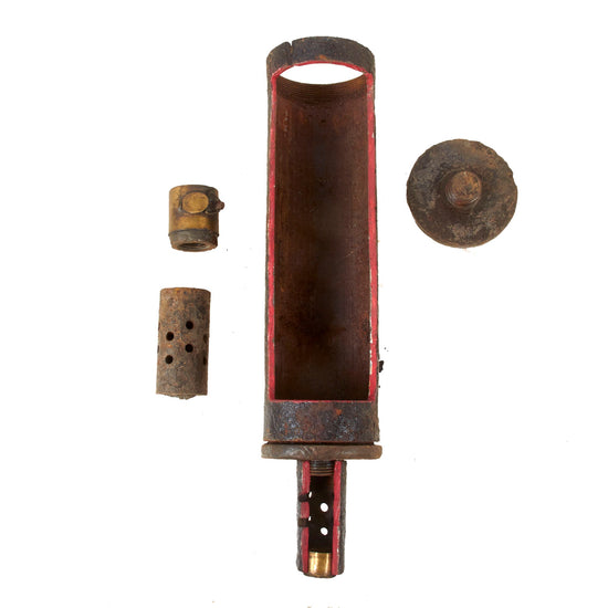 Original British WWI Inert 3 Inch Stokes Mortar Cutaway Round in "Relic" Condition Original Items