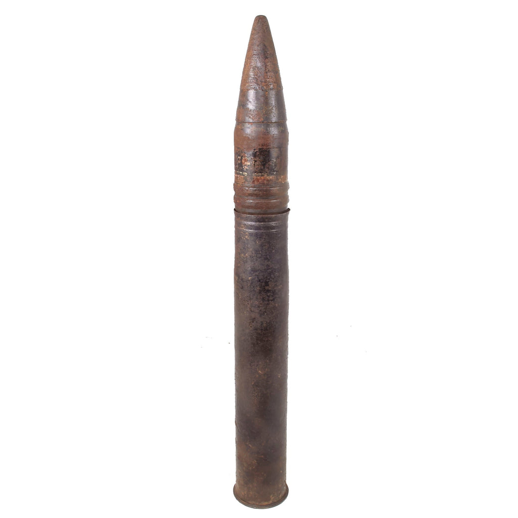 Original German WWII Kriegsmarine Inert 10.5cm Armor Piercing Panzergranate Round & Casing for the SK C/32 Naval Cannon - Dated 1938 & 1944 Original Items