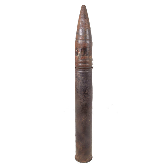 Original German WWII Kriegsmarine Inert 10.5cm Armor Piercing Panzergranate Round & Casing for the SK C/32 Naval Cannon - Dated 1938 & 1944 Original Items