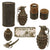 Original U.S. WWII Inert Service-Worn MkII Pineapple Grenade with Yellow Ring & M10A2 Fuze in Husk Original Items