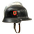 Original German WWII M34 Civic Square Dip Aluminum Fire Police Helmet by BXF with Double Decals and Comb - Feuerwehr Helmet Original Items